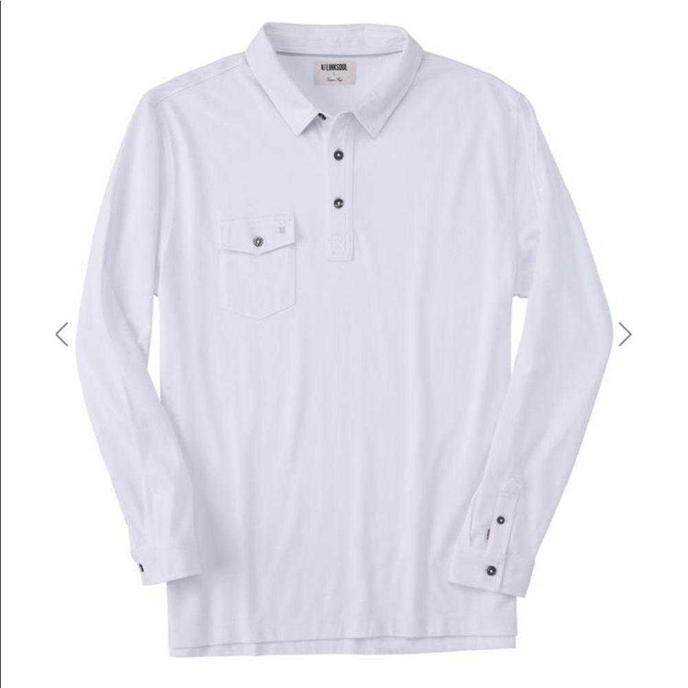 Men’s long sleeve white polo